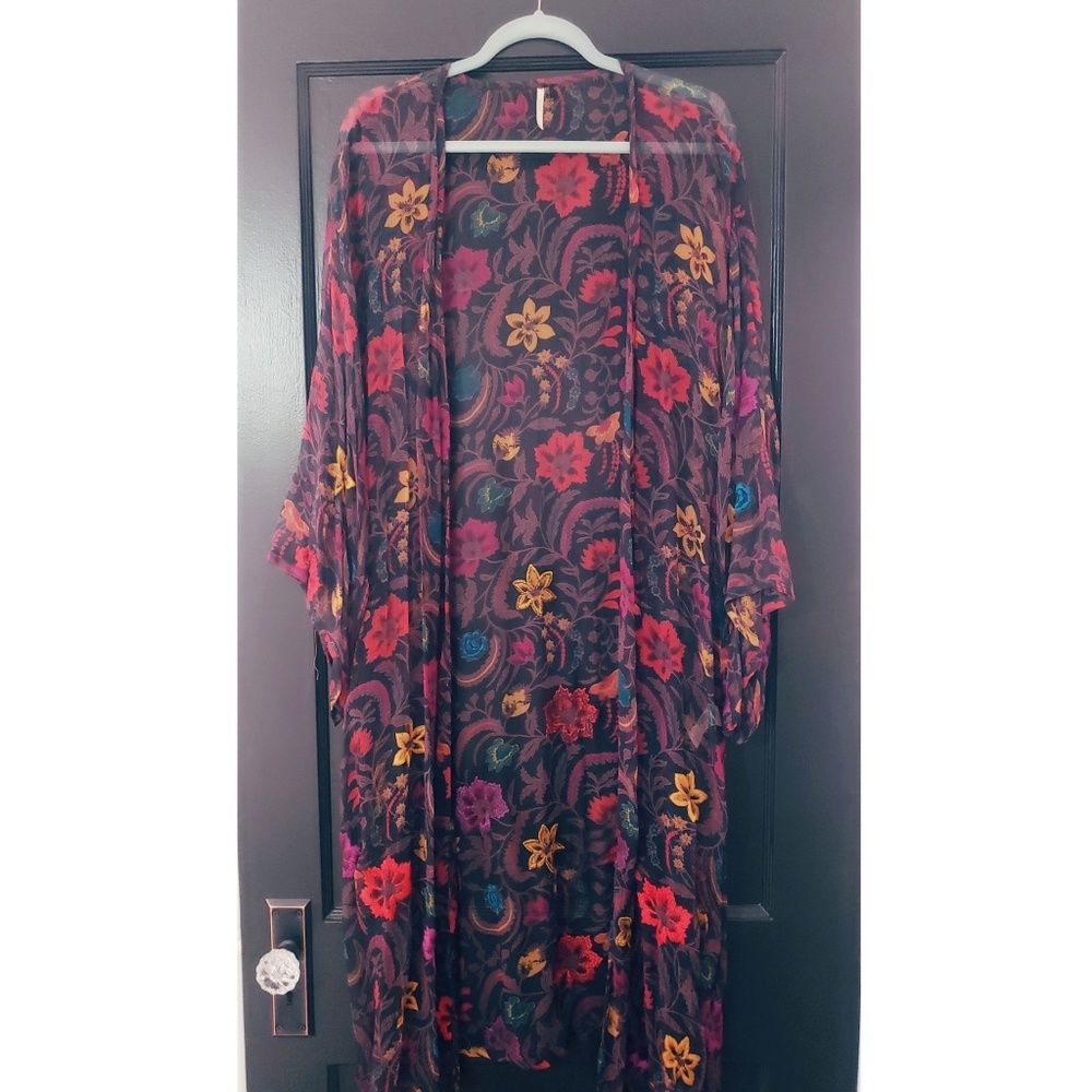 Rare Free People Embroidered Maxi Kimono